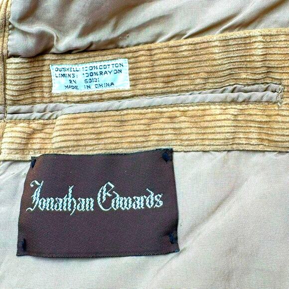 JONATHAN EDWARDS Men's 44L Tan Corduroy Blazer Club Jacket Sport Coat Vintage‎ - Picture 3 of 8